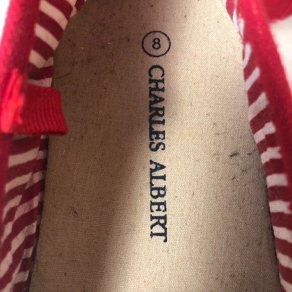 Charles Albert Red Josie Flat Canvas Slip-On Shoes Women's Size 8 - Picture 4 of 6